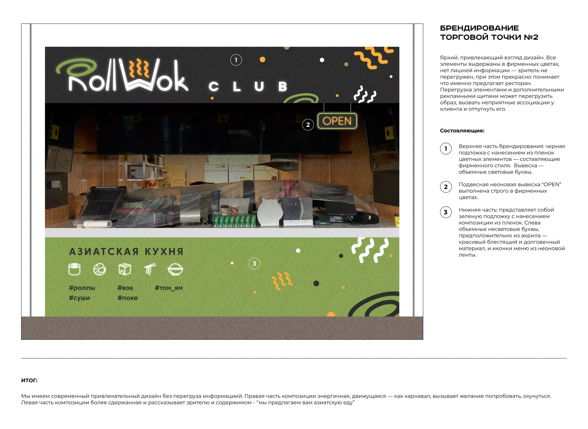 Брендирование торговых точек суши-бара «Roll Wok Club» в Шахтёрске